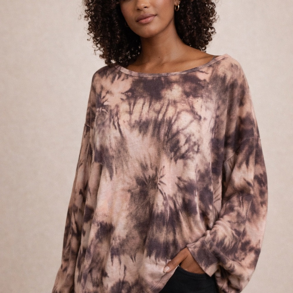 Zac & Rachel Tie-Dye Sweatshirt in Cream and Brown - Picture 6 of 6